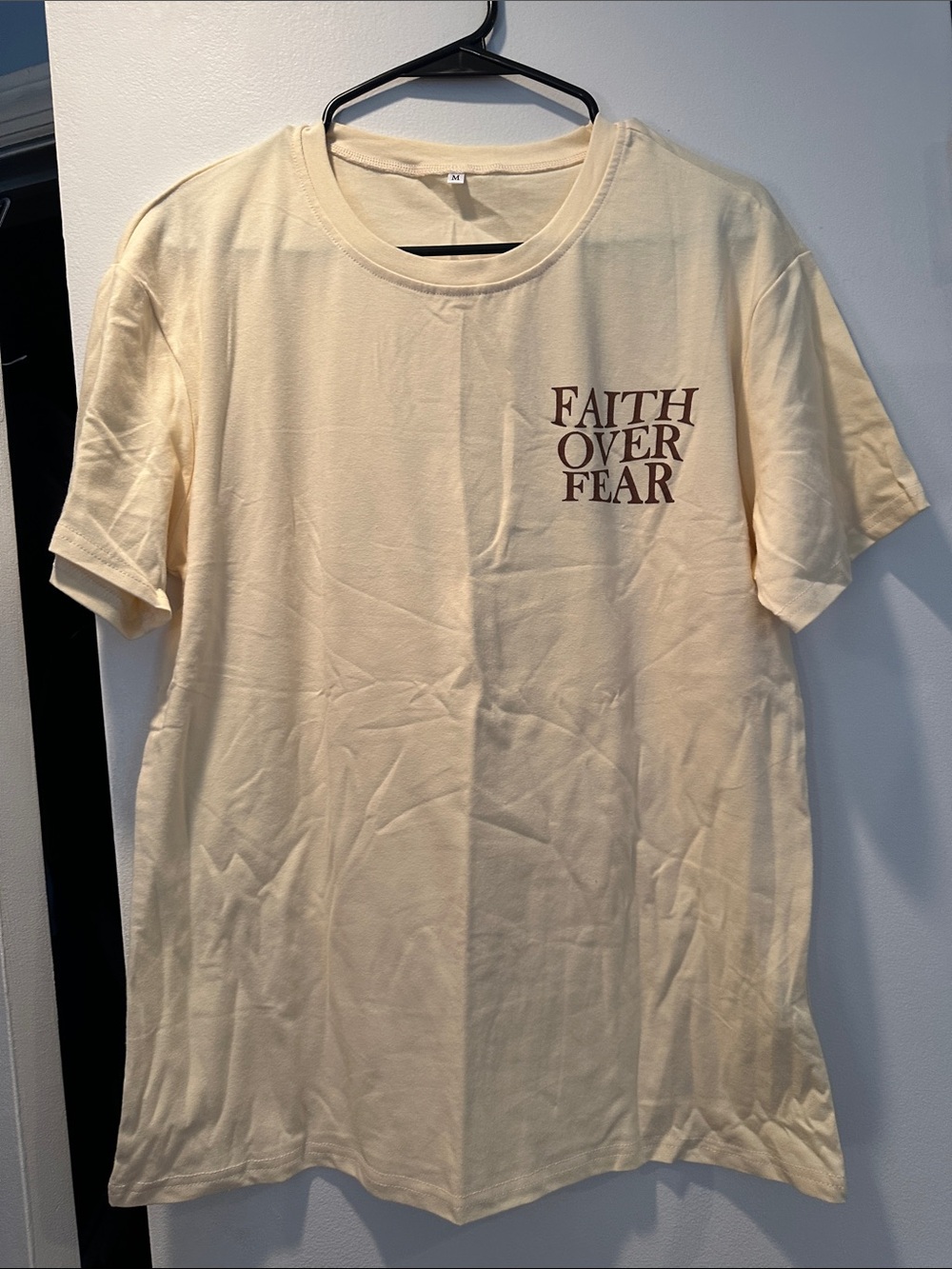 Faith Over Fear Chest Graphic Tee - Cream